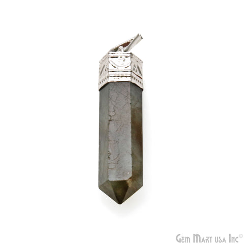 DIY Healing Gemstone Silver Pencil Point Ornate Pendant 1pc