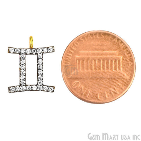 Gemini' CZ Pave Gold Vermeil Charm for Bracelet & Pendants - GemMartUSA