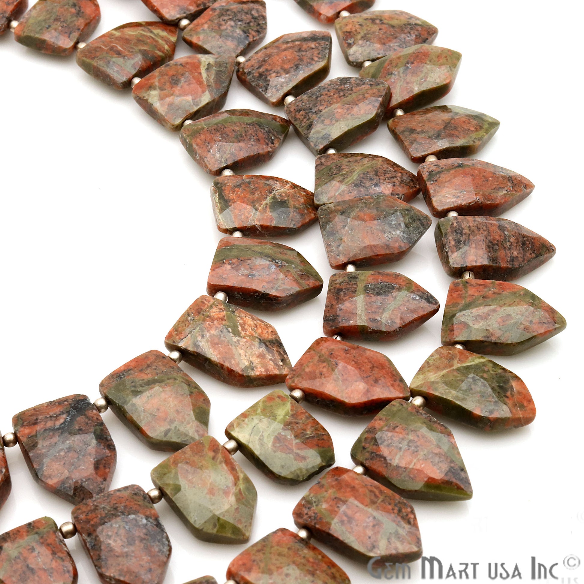 Unakite Pentagon 18x12mm Crafting Beads Gemstone Briolette Strands 8 Inch - GemMartUSA