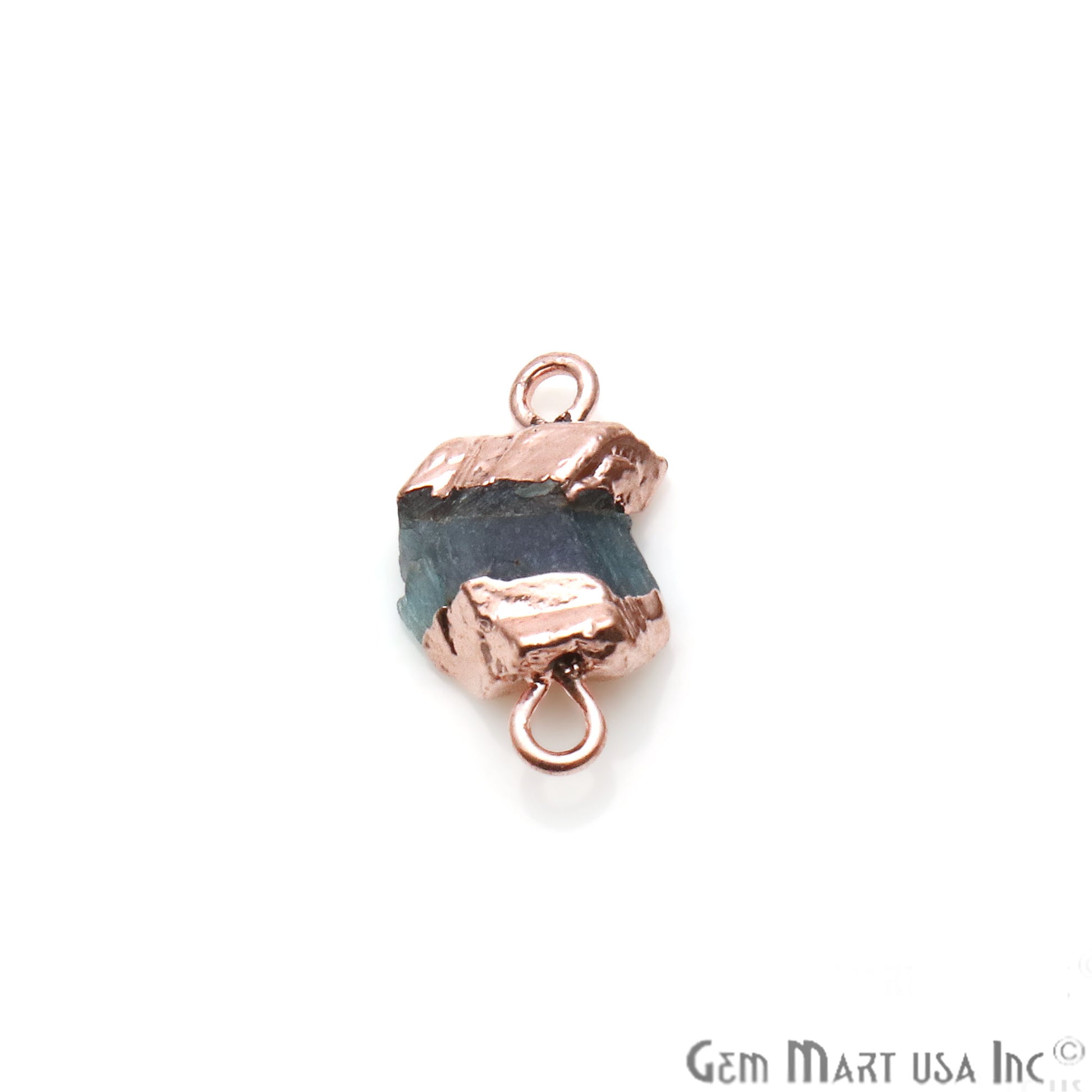 Rough Fluorite Organic 18x10mm Single Bail Rose Gold Electroplated Pendant Connector - GemMartUSA