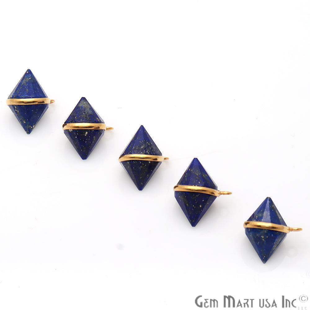 Double Cone Shape 19x16mm Gold Plated Single Bail Gemstone Connector (Pick Gemstone) - GemMartUSA