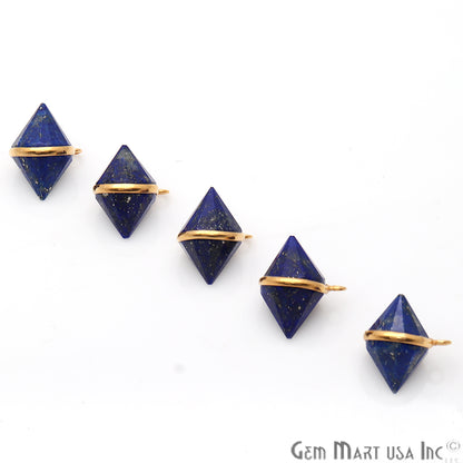 Double Cone Shape 19x16mm Gold Plated Single Bail Gemstone Connector (Pick Gemstone) - GemMartUSA