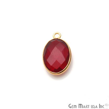 Garnet Oval 10x14mm Bezel Gold Plated Single Bail Gemstone Connector - GemMartUSA