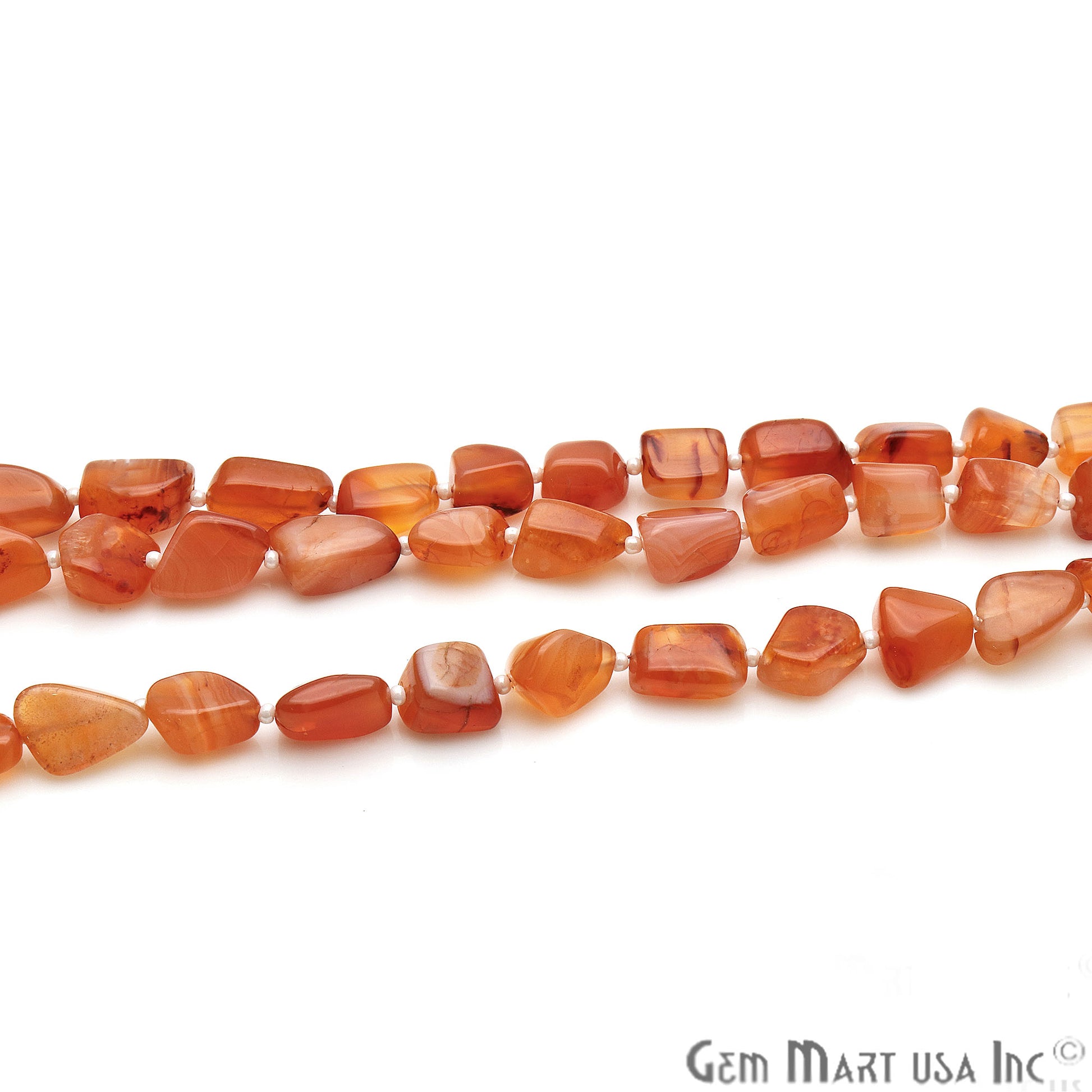 Carnelian Free Form 12x8mm Tumble Beads Gemstone Strands - GemMartUSA