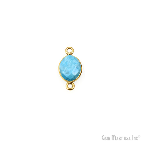 Turquoise 8x10mm Oval Double Bail Gold Bezel Gemstone Connector