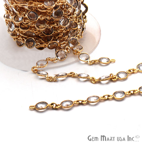 Crystal 5mm Bezel Link Gold Plated Continuous Connector Chain - GemMartUSA