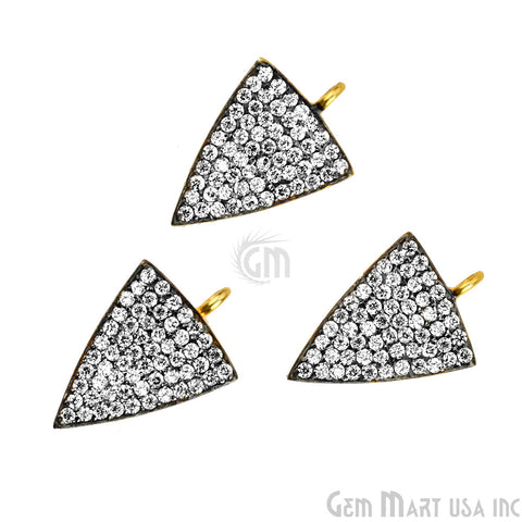 Arrow Head Cubic Zircon Pave Gold Vermeil Charm For Bracelet & Pendants - GemMartUSA