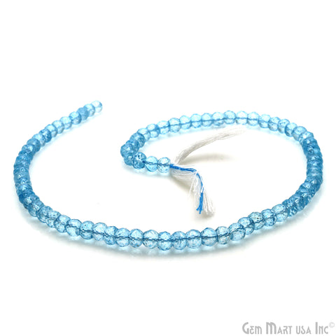 Blue Topaz Rondelle Beads, 13 Inch Gemstone Strands, Drilled Strung Nugget Beads, Faceted Round, 5-6mm