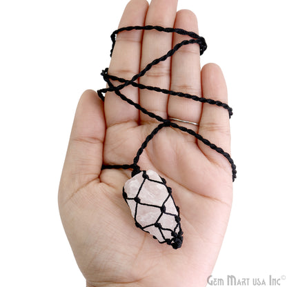 Macrame Cage & Cord Crystal Holder Necklace Stone Holder Macrame Pendant 48x25mm