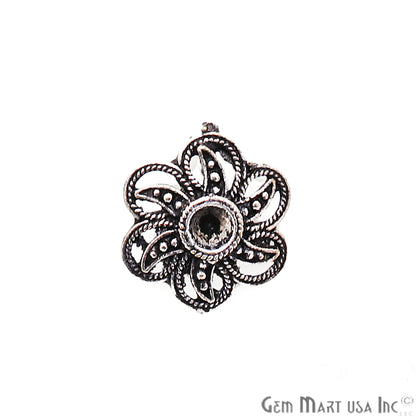 Flower Shape Oxidized 16x13mm Charm For Bracelets & Pendants - GemMartUSA