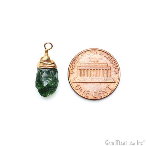 Rough Gemstone 22x7mm Gold Plated Wire Wrapped Connector