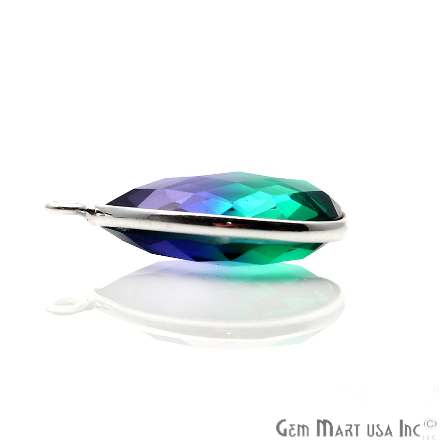 Green And Purple Aura Quartz 12x16mm Pears Doublet Connector - GemMartUSA