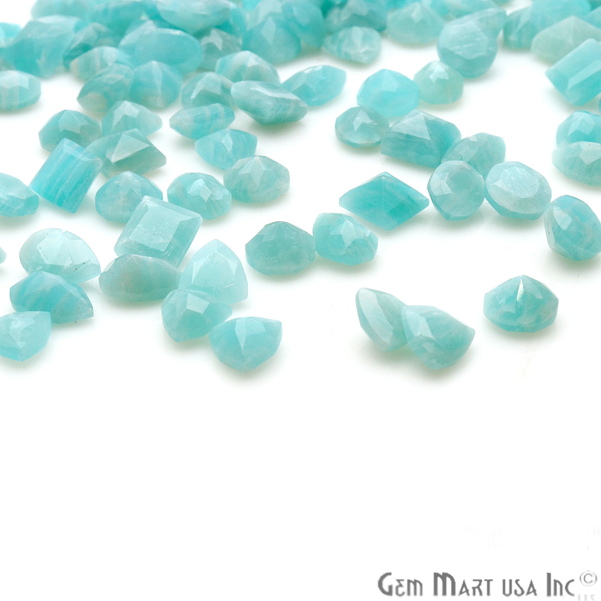 50ct Lot Amazonite Mix Shaped 7-8mm Stone, Faceted Gemstone Mixed lot, Loose Stones - GemMartUSA