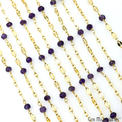 Amethyst Beads Gold Plated Finding Rosary Chain