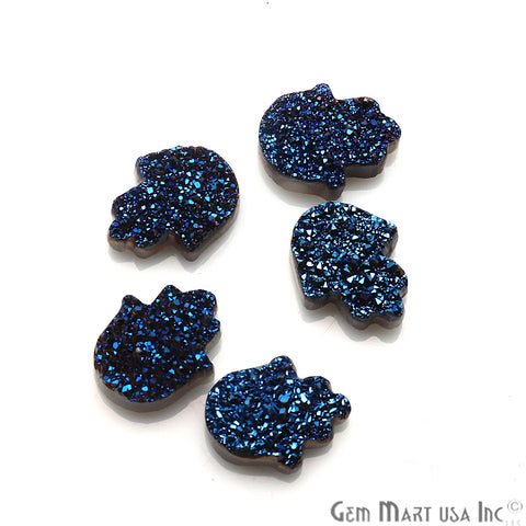 Blue Druzy 14x10mm Hamsa Shape Loose Beads Cabochon - GemMartUSA