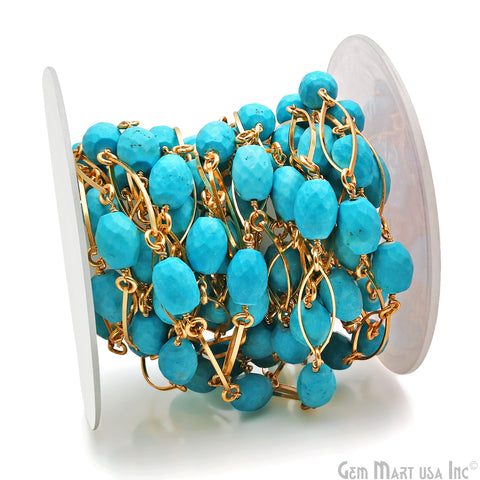Turquoise With Gold Marquise Finding Rosary Chain