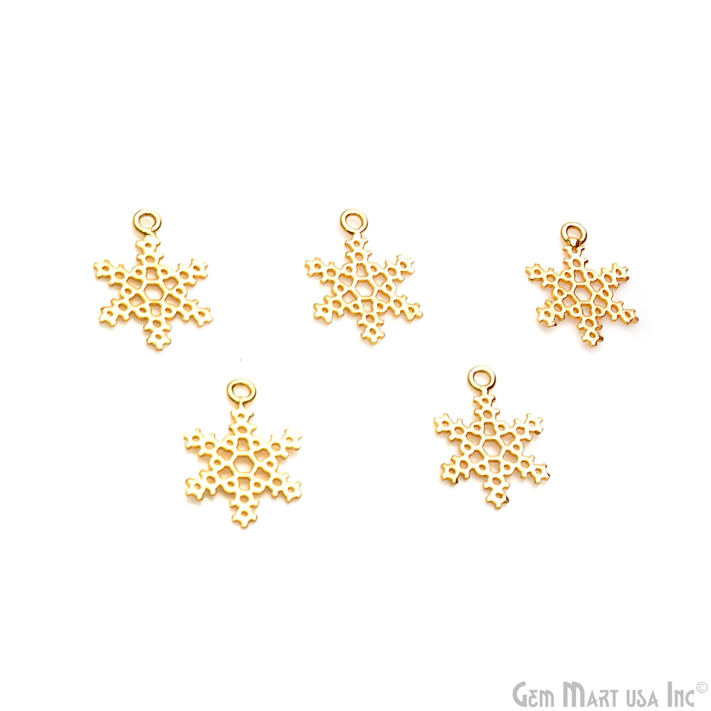 Snowflake Shape 21x15mm Gold Plated Textured Charm Minimalist Finding