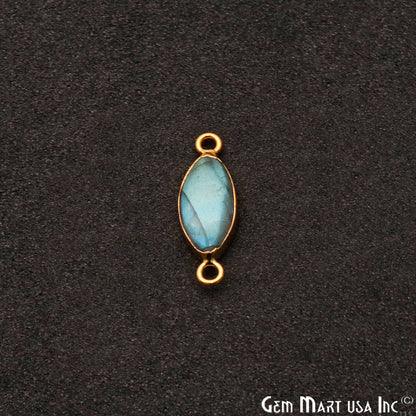 Flashy Labradorite Marquise Shape Gold Edge 22x8mm Double Bail Connector - GemMartUSA