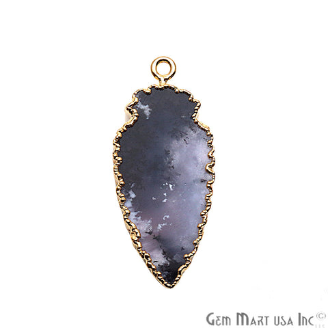 Dendorite Opal Arrow Head Shape Gold Electroplated Single Bail Gemstone Connector (DO-50005) - GemMartUSA