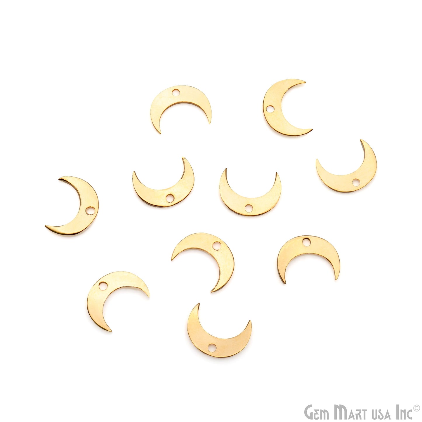 Moon Shape Laser Finding Gold Plated 15.4x12mm Charm For Bracelets & Pendants