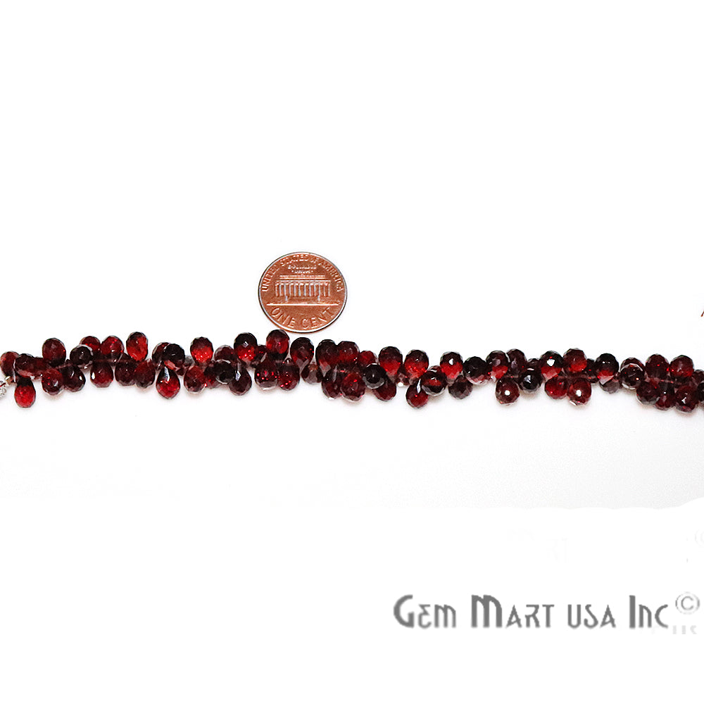 Garnet Drop Beads Gemstone 7x5mm Teardrop Rondelle Beads - GemMartUSA