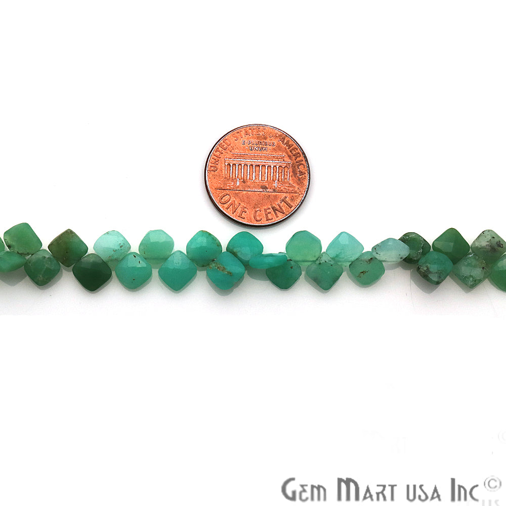 Chrysoprase Square Faceted Gemstone 5mm Rondelle Beads - GemMartUSA