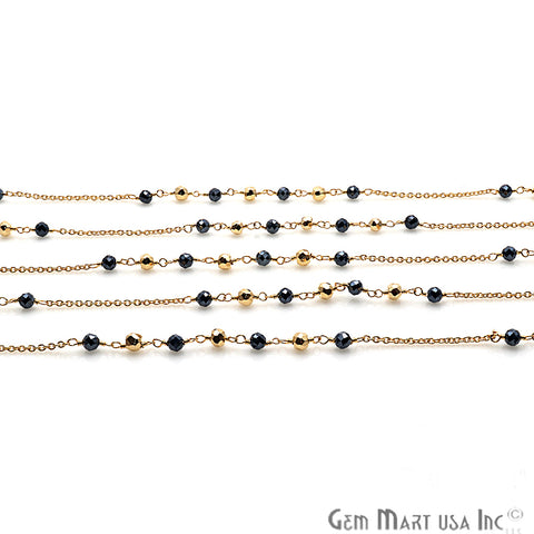 Pyrite & Golden Pyrite Gold Plated Wire Wrapped Beaded Rosary Chain - GemMartUSA