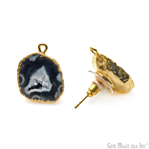 DIY Geode Druzy 22x17mm Gold Electroplated Loop Connector Studs Earrings