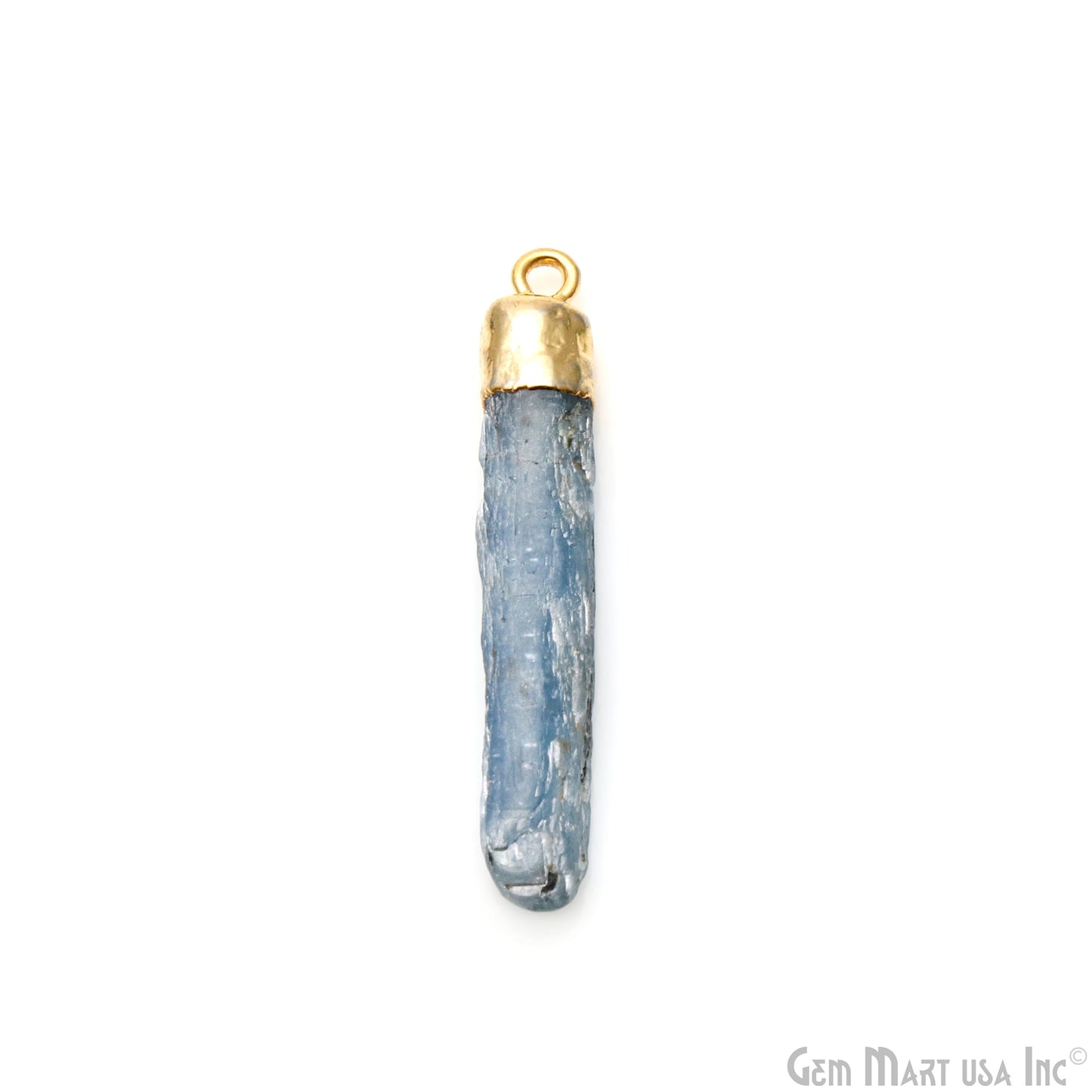 Rough Kyanite Gemstone 57x7mm Organic Gold Edged Connector Pendant