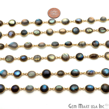 Labradorite Oval And Round 10-15mm Gold Plated Continuous Connector Chain - GemMartUSA