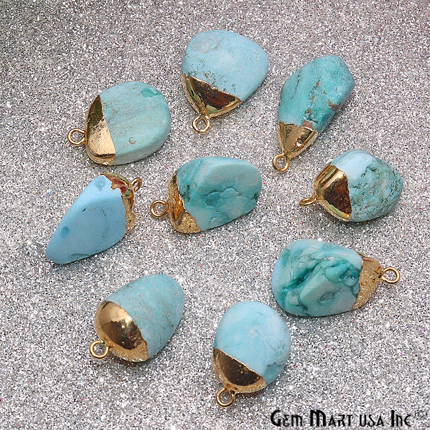 Amazonite Gemstone Frosted Matte Bead 22x14mm Gold Edged Single Bail Connector - GemMartUSA