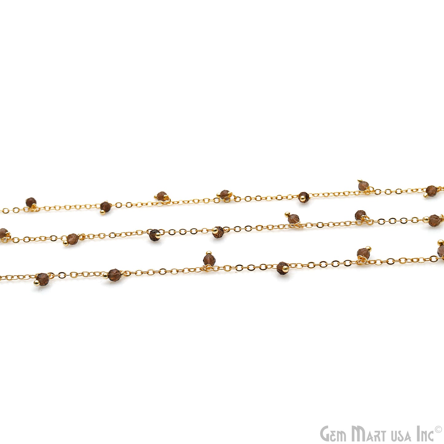 Smoky Topaz Faceted Beads 3-4mm Gold Plated Cluster Dangle Chain