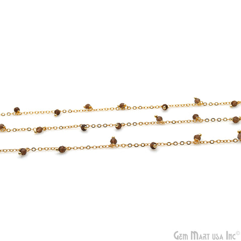 Smoky Topaz Faceted Beads 3-4mm Gold Plated Cluster Dangle Chain