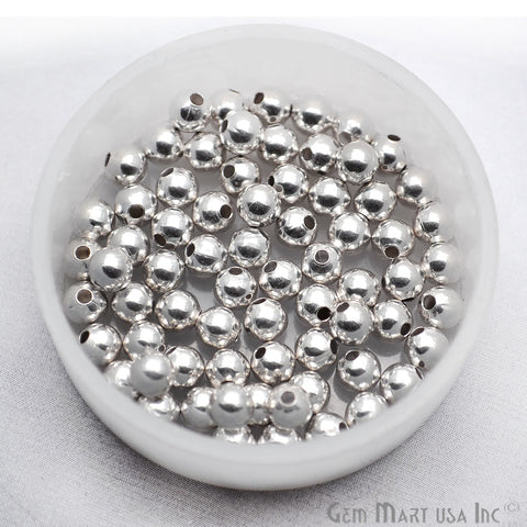 10pc Lot Ball Finding 4mm Silver Plated Round Jewelry Making Charm - GemMartUSA