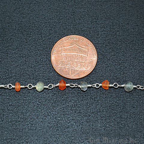 Carnelian With Labradorite Gemstone Beaded Wire Wrapped Rosary Chain
