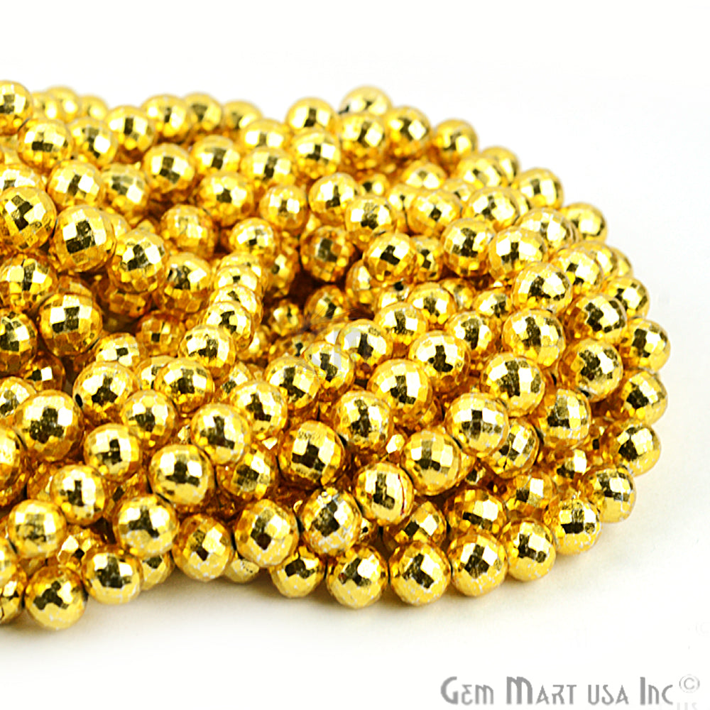 Golden Pyrite Round 7-8mm Gemstone Rondelle Beads - GemMartUSA