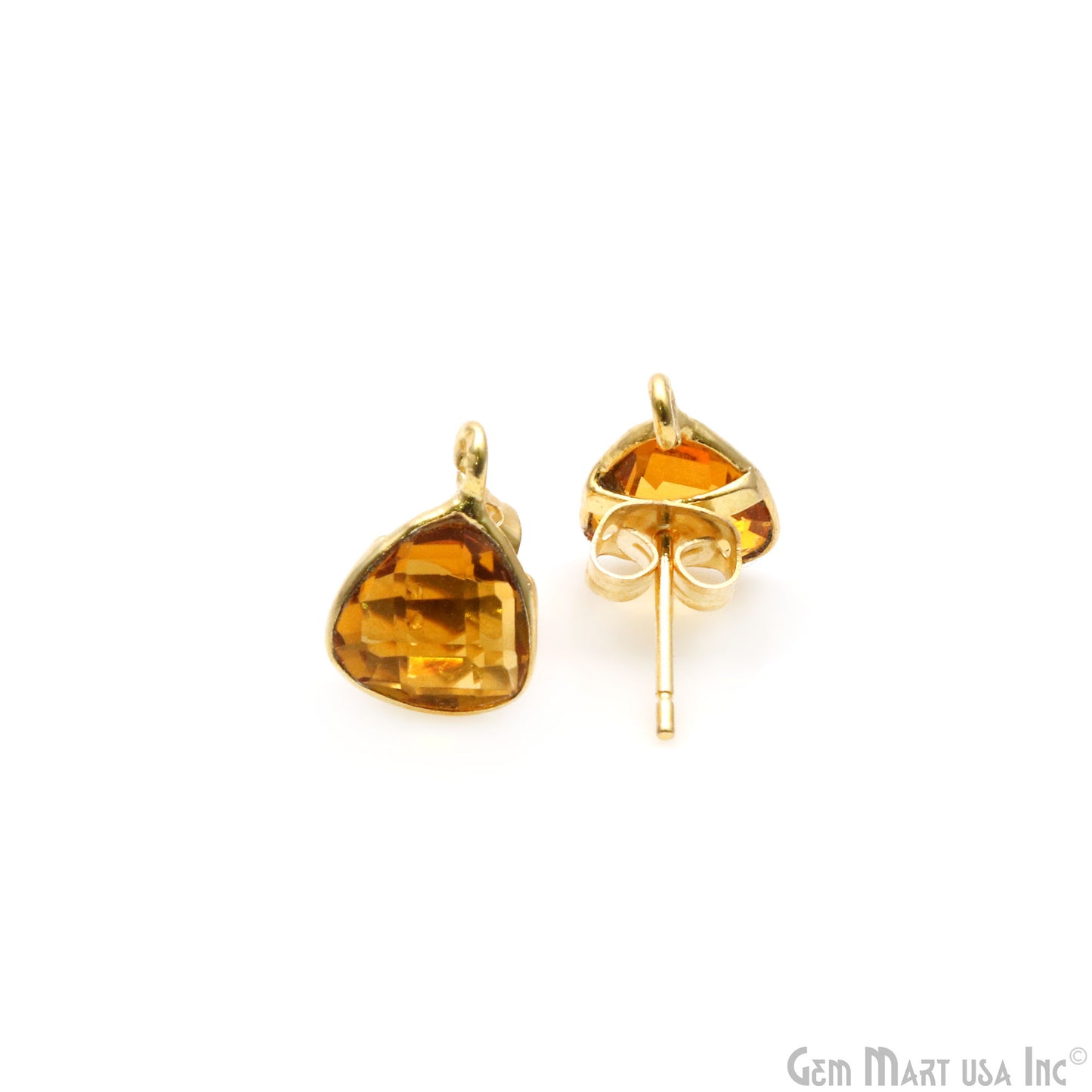 DIY Trillion 8mm Gold Bail Gemstone stud Earring