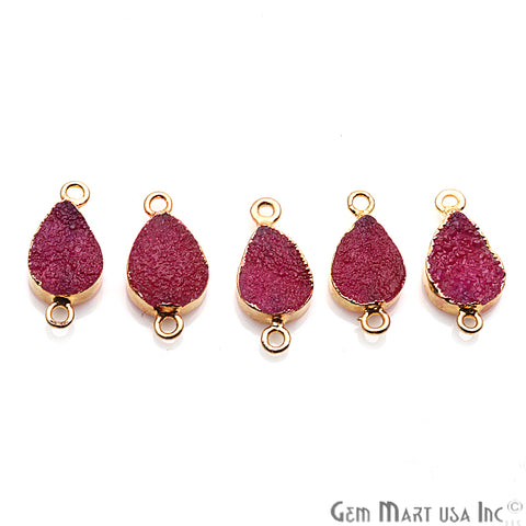 Druzy Pears 10x14mm Gold Electroplated Double Bail Gemstone Connector