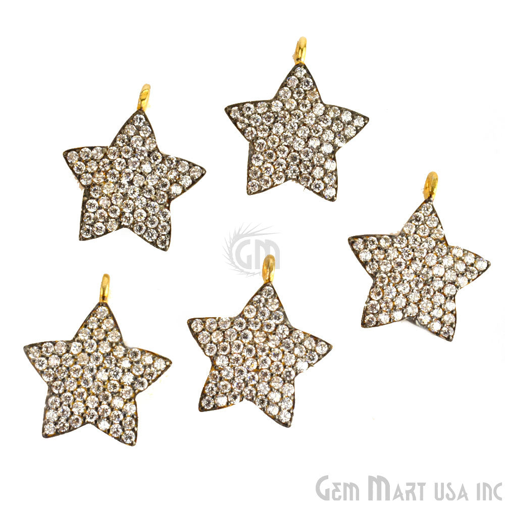 Star CZ Pave Gold Vermeil Charm for Bracelet & Pendants - GemMartUSA