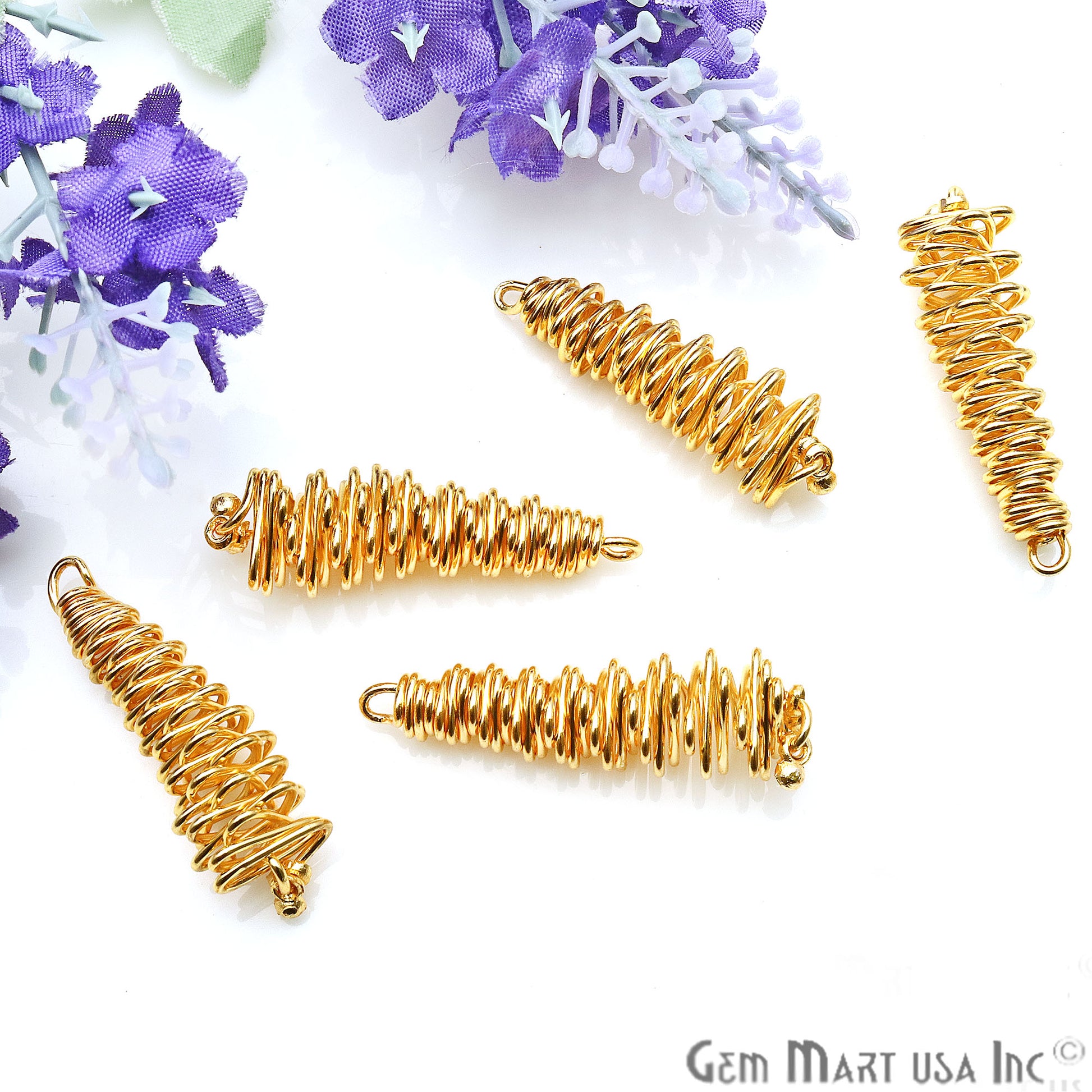 Gold Plated Jewelry Finding, Bracelet Charm, Earring Charm, Spring Finding - GemMartUSA