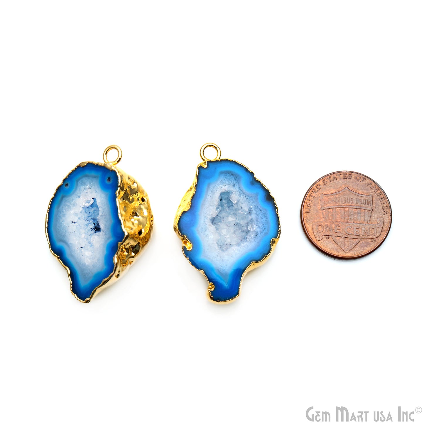 Geode Druzy 33x21mm Organic Gold Electroplated Single Bail Gemstone Earring Connector 1 Pair