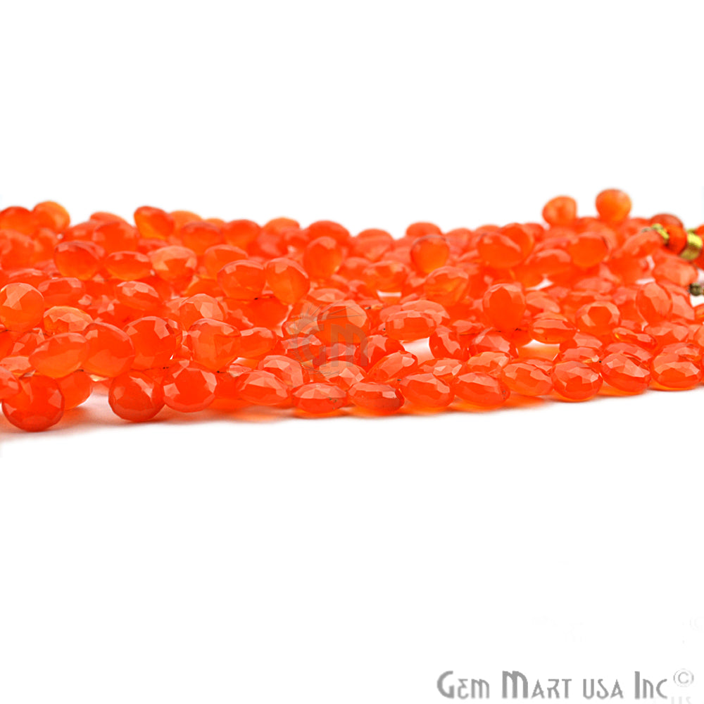 Carnelian Teardrops Faceted Gemstone 8mm Rondelle Beads - GemMartUSA