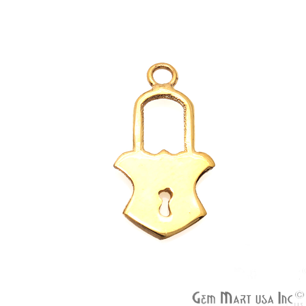 Lock Shape Gold Plated 16x8mm Finding Charm Connector - GemMartUSA