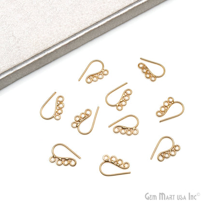 5 Pair Lot Gold Plated 23x16mm Earring Gold Fishhook Earwires