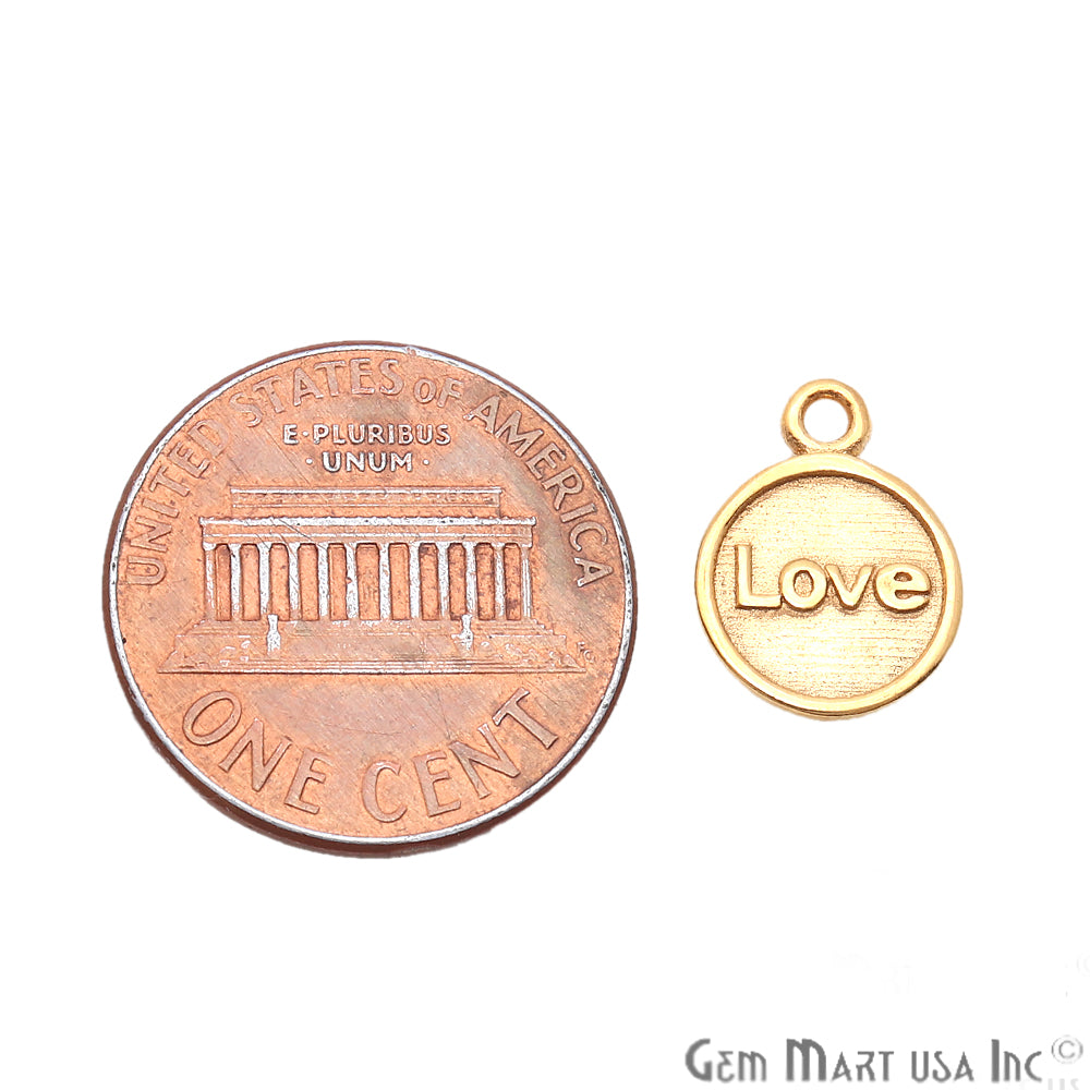 Love Print Round Shape Gold Plated Finding Connector - GemMartUSA