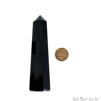 Black Agate Gemstone Jumbo Tower Crystal Tower Obelisk Healing Meditation Gemstones 4-5 Inch