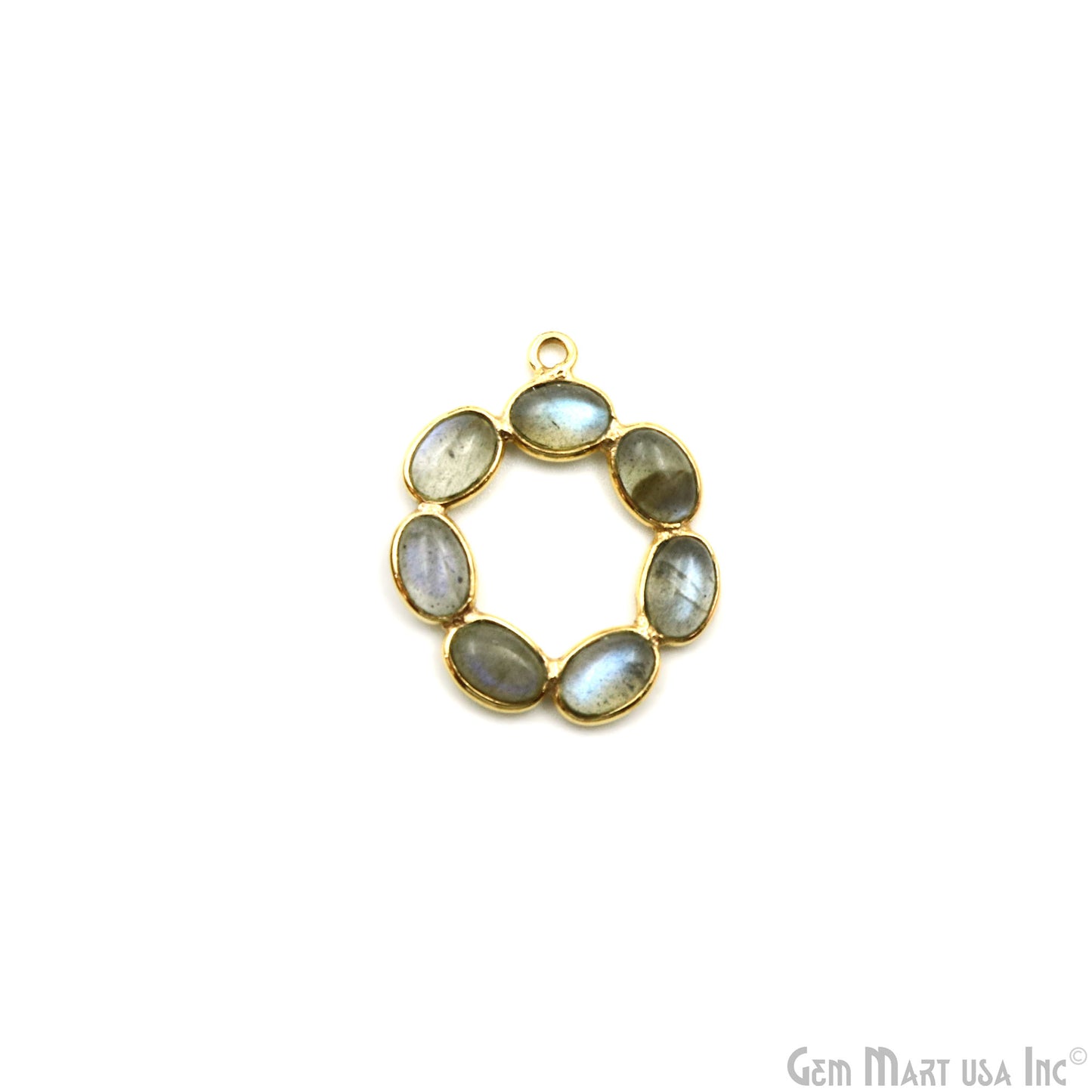 Labradorite Round Shape 27x23mm Gold Plated Bezel Component