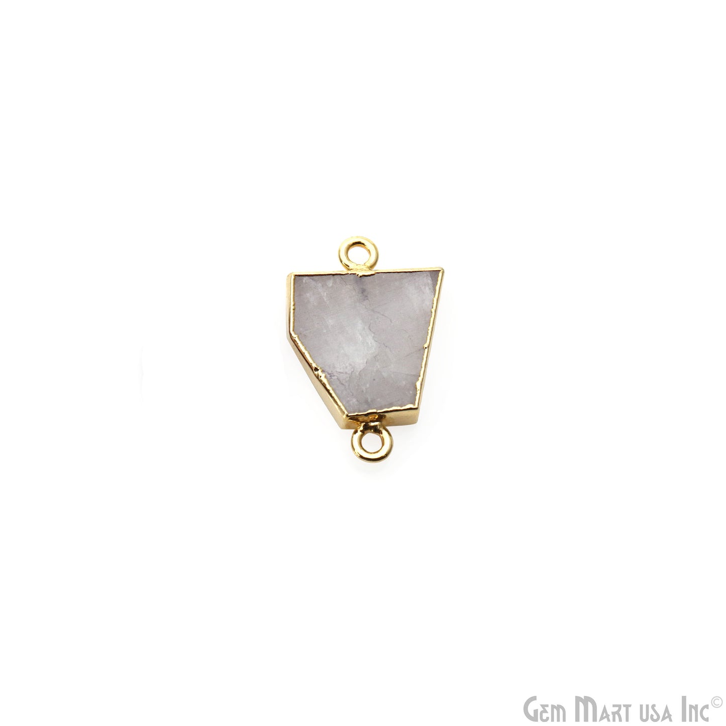 Rainbow Moonstone Free Form 16x26mm Gold Electroplated Gemstone Double Bail Connector