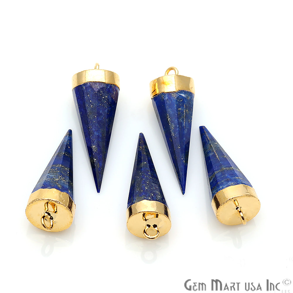 Gemstone Cone 29x10mm Gold Electroplated Single Bail Connector (Pick Stone) - GemMartUSA