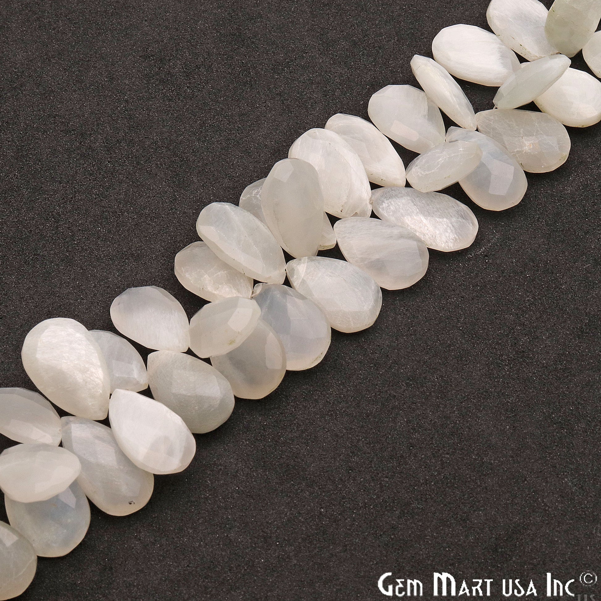 White Moonstone Pears 19x12mm Crafting Beads Gemstone Briolette Strands 8 INCH - GemMartUSA